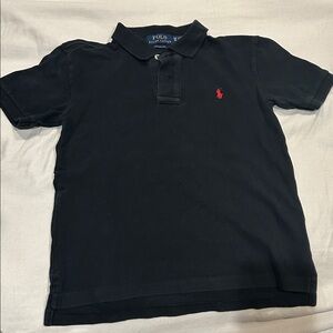 Polo by Ralph Black Short-Sleeve Polo with Red Pony